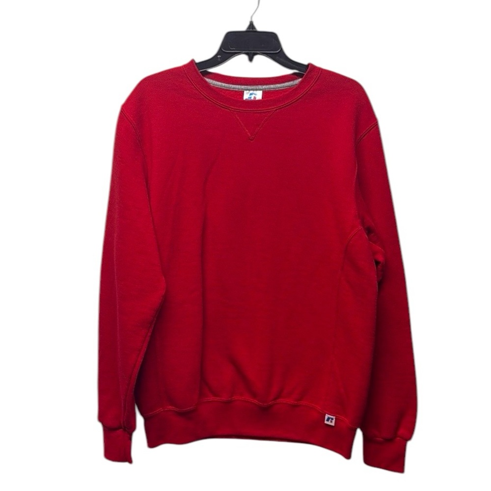 Vintage Russell crewneck athletics sporty red solid fleece sweater medium unisex